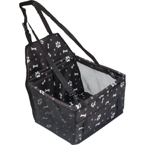 Sac de transport pour chien en tissu Oxford, siège auto respirant et lavable, sac de transport pliable pour animaux de compagnie, adapté aux petits animaux (imprimé noir). (1/5)