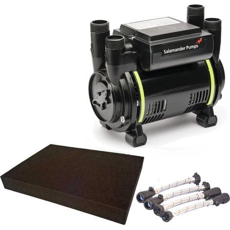 Salamander CT80B 2.6 Bar Bathroom Twin Impeller Shower Pump CT80 B Hoses & Mat (1/5)