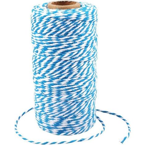 G2PLUS 100M Ficelle Coton Noël Ficelle Bleu et Blanc 2MM Ficelle Cadeau Decorative Cordes pour l'emballage de Cadeaux de Noël et (1/3)