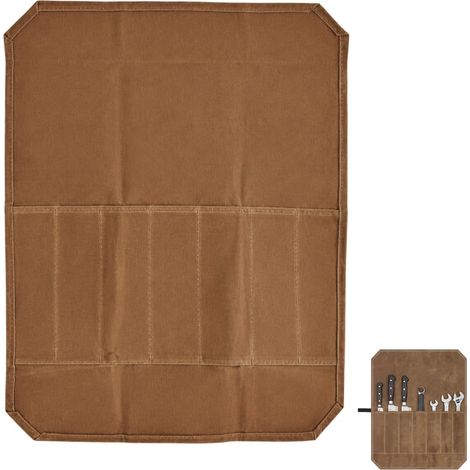 Estuche profesional para cuchillos de lona encerada resistente: bolsa para cuchillos con 7 compartimentos para un almacenamiento y transporte seguros, perfecta para chefs, camping, senderismo y cocina (1/5)