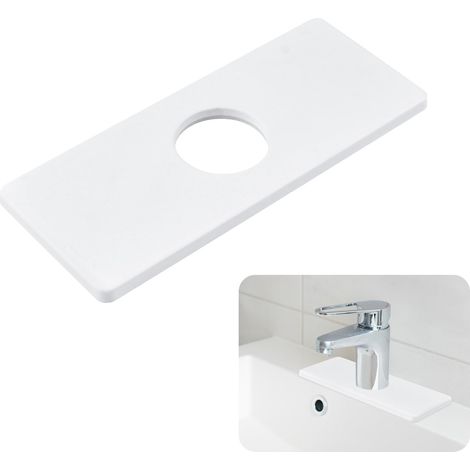 Couvercle de trou de robinet en acier inoxydable pour évier de cuisine blanc 16 x 6,6 cm (1/5)