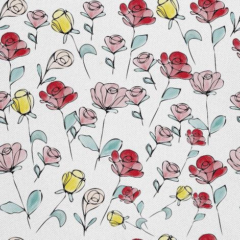 Tela decorativa para exteriores Oxford - motivo de flores pintadas 10 I DX628 (1/5)