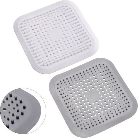 5 Pcs Silicone Attrape Cheveux Douche avec Ventouse, Protection de Drain Filtre Evier, Universel Filtre à Cheveux pour Salle de Bain, Baignoire, Cuisine (3Blanc + 2Gris) (1/4)