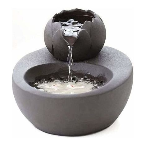 Fontaine d’eau - En céramique - Avec lotus vertical et filtre automatique - Idéale pour chat et animal de compagnie - noir, (1/5)