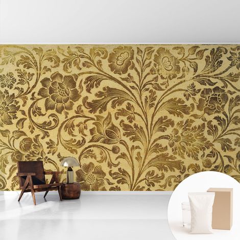 Tapete Vliestapete mit Kleber - Wanddekoration Wohnzimmer - Tapete Schlafzimmer Blumiges Muster 416x254 cm (1/5)