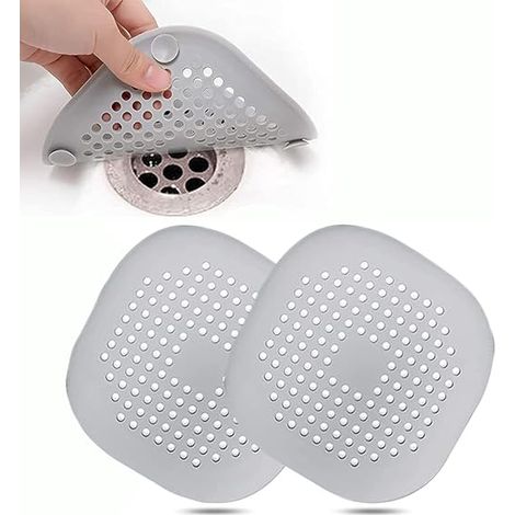 Lot de 2 protections de bonde en silicone, filtre de bonde avec ventouse, crépine de protection pour bonde de baignoire, crépine de bonde et de salle de bain