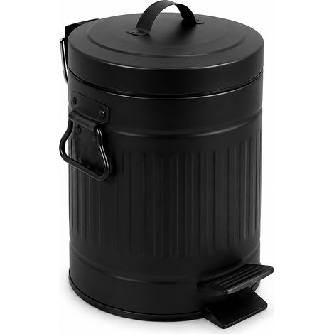 Relaxdays Cosmetic Bin, 3 Litre, Soft-Close Function, Removable Inner Bin, Metal, Bathroom Bin with Lid, Black (1/5)
