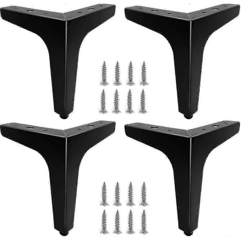 Un ensemble de quatre pieds de meubles en métal noir de 15 cm, durables, adaptés aux canapés, tables basses et tables relevables, et pouvant être utilisés pour surélever ou remplacer les tables de che (1/5)
