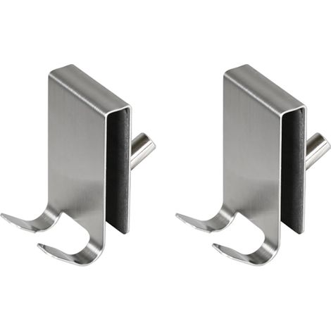 BEBUSINGOTO 2-teiliges Duschhaken-Set, doppelseitiger Handtuchhalter für Glasduschwände, mit Schwammpolster, Duschwandhaken aus Edelstahl für 5-12 mm dicke Badezimmerglastüren (Silber) (1/5)