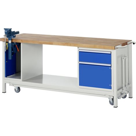 Rau Werkbank mit absenkbarem Fahrgestell Modell 8181 B 2000 x T 700 x H 880mm (1/5)