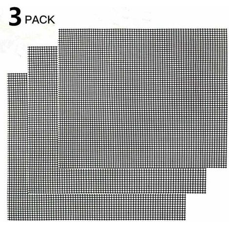 Reusable Non-Stick Barbecue Grilling Mat – Indoor/Outdoor Grilling Mat, 3 Pieces, Black, 42 cm, High Temperature Resistant