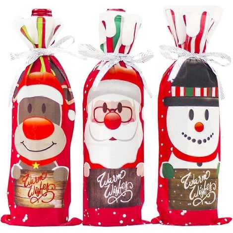 Set mit 6 wiederverwendbaren Weihnachtsweinflaschenhüllen, Weihnachtsdekoration (1/5)