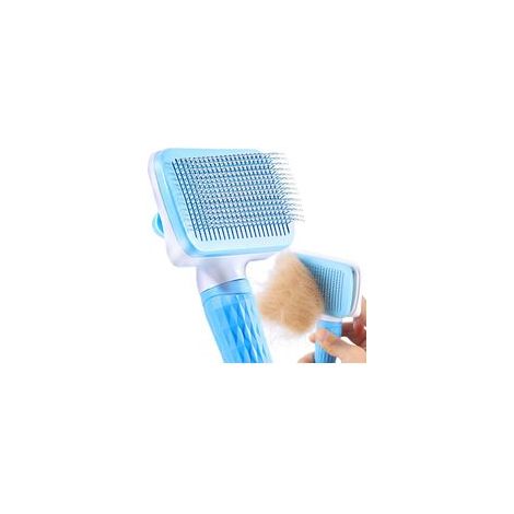 Hundebürste, Katzenbürste, Bürste zur Tierhaarentfernung, Bürsten für langes und kurzes Fell, Tierhaarentfernung mit einem Klick, blau. – Crezuo