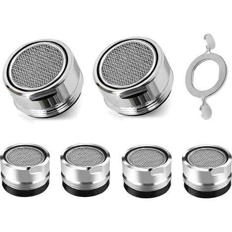 Aireador para grifo de cocina, juego de seis boquillas de grifo mezclador de lavabo de baño con rosca M24, aireador ahorrador de agua para grifo, aireador de grifo antical (1/5)