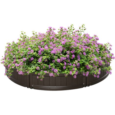 Lit pour jardin surélevé en HDPE, jardinière extérieure ronde, Φ123x21cm, marron (1/5)