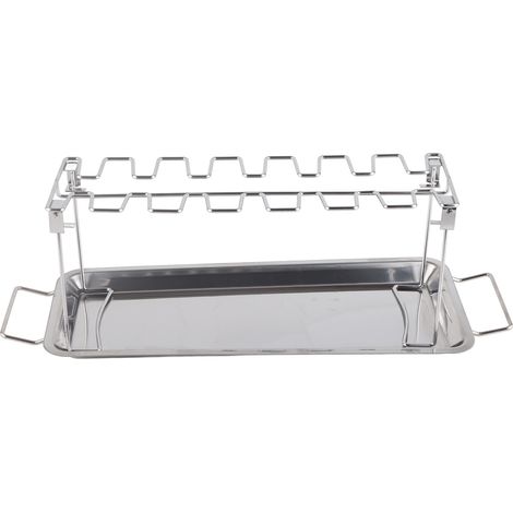 Grille à cuisses de poulet en acier inoxydable avec bac de récupération des graisses, support pour barbecue (1/5)