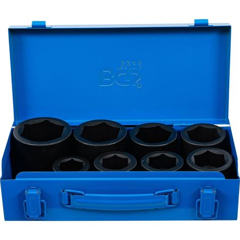 BGS Kraft-Steckschlüssel-Einsatz-Satz Sechskant Antrieb Innenvierkant 25 mm (1&quot) SW 27 - 50 mm 8tlg. - 5245