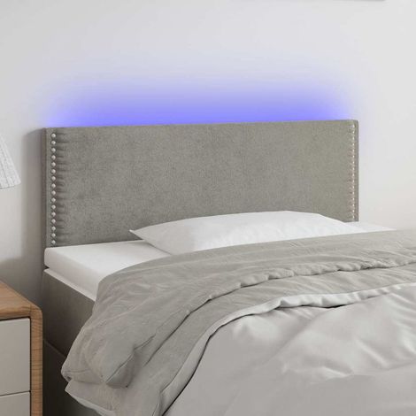 Tête de lit LED en velours gris clair, réglable en hauteur, 80 x 5 x 78/88 cm - PANGIVO (1/5)
