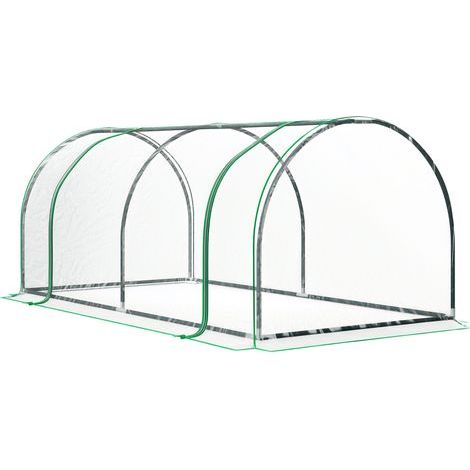 Mini serra da giardino per pomodori, dim. 2L x 1l x 0,8H m, con porta zip, telo in PVC trasparente e struttura in acciaio (1/5)