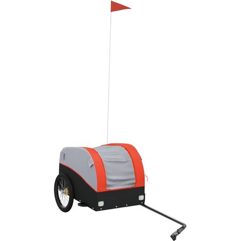 Remorque de vélo noir et orange 30 kg fer (1/5)