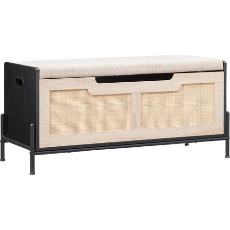 Banco de entrada, solución de almacenamiento, asiento cómodo, negro (1/2)
