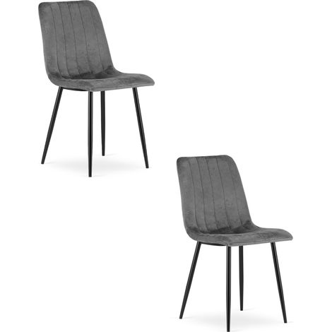 Silla LAVA - terciopelo gris oscuro x 2 (1/5)