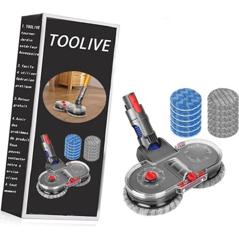 Tête de Vadrouille Electrique pour Dyson V11 V10 V15 V8 V7 Aspirateur, Tête de Balai avec Réservoir et 12 Vadrouille Lavable (1/6)