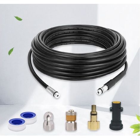 Manguera de desagüe para Karcher, kit de limpieza de manguera de desagüe para hidrolavadoras con boquilla de chorro y boquilla giratoria para Kärcher K2-K7 y LAVOR (10 m)