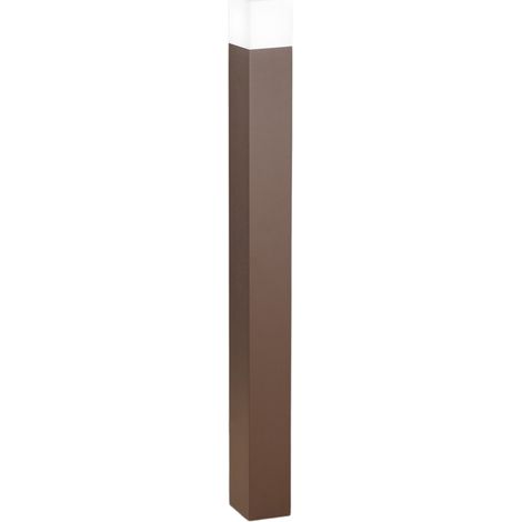 Borne d'éclairage extérieur Tower avec ampoule E27 max 20W IP54, aluminium peint, acier Corten, hauteur 90 cm - Perenz