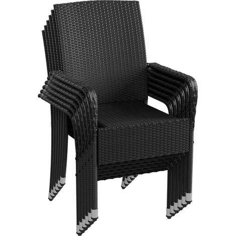 Sedie da giardino in polyrattan Yoro 6 Nero Set di 2 sedie impilabili con struttura in acciaio (1/2)