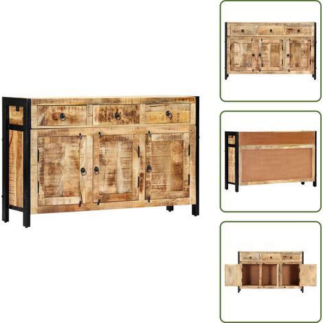 Armoire latérale - vidaXL Buffet 120x35x76 cm Bois de manguier massif - Meuble rustique (1/5)