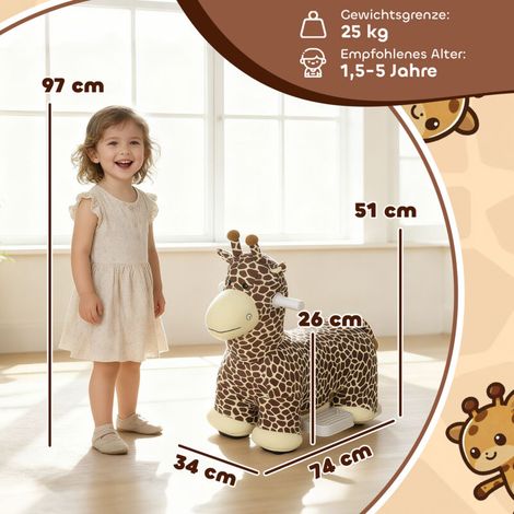 Elektrische Schaukelgiraffe mit Musik, Reitspielzeug mit Pedalen für Kinder von 1-5 Jahren, weicher und waschbarer Plüsch, leiser Motor (1/5)