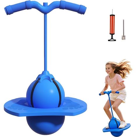 Ballon sauteur bleu avec poignée et pompe à air - Capacité de charge : 300 kg, jouet d'équilibre pour enfants de 6 à 8 ans et adultes - jouet sauteur d'extérieurBleu (1/5)