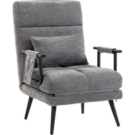Fauteuil Convertible 3 en 1 Lit 186 cm Dossier Réglable 5 Positions en Chenille pour Petits Espaces (1/5)
