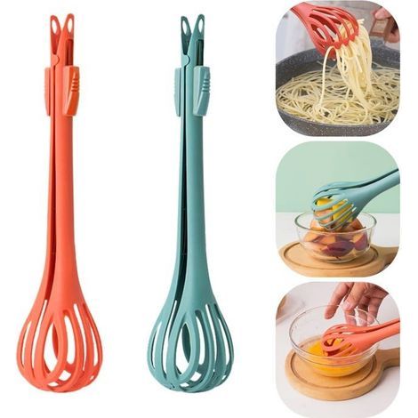 Set di 2 fruste per uova da cucina, 2 in 1, pinze per alimenti e sbattitore per uova, antiaderenti, multifunzionali (1/5)