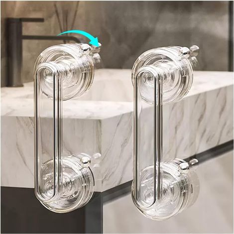 2PCS,Poignées à ventouse pour portes en verre, poignées pour portes coulissantes de salle de bains,adaptées aux armoires et aux réfrigérateurs,blanc (1/5)