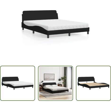 Matratze - Bett mit Matratze "Dover" Schwarz 160x200 cm Stoff (1/5)