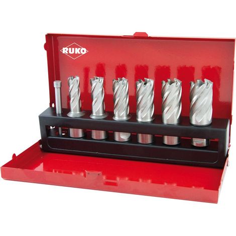 Ruko – Forets creux HSS 7 pièces – Queue Weldon rectifiée – Pour acier et métaux non ferreux – Cassette industrielle (1/8)