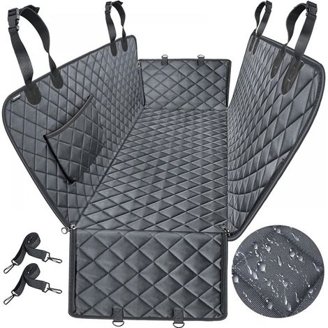Housse de siège arrière de voiture imperméable pour chien – Hamac durable et résistant aux rayures avec design antidérapant et poche de rangement, compatible avec la plupart des voitures et SUV, noir (1/5)