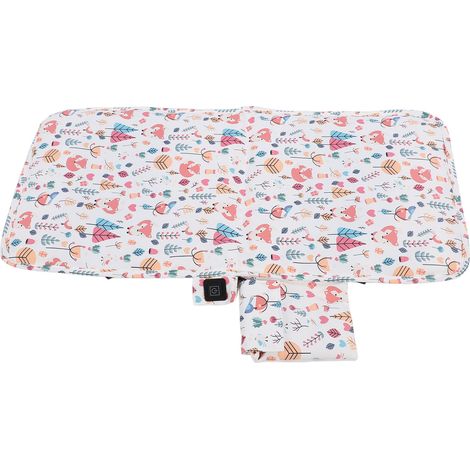 Cojín calefactable para silla infantil, interfaz USB, 3 niveles de temperatura ajustables, tejido compuesto impermeable, blanco. (1/5)