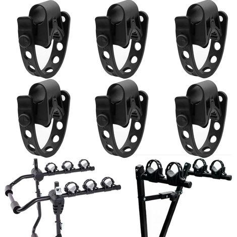 Lot de 6 Sangles d'attelage de vélo de Rechange en Caoutchouc Noir pour Porte-vélos - Crochets de Rechange pour Porte-vélos - Accessoires pour attelage de Camion - pour Tubes de 2,5 cm de