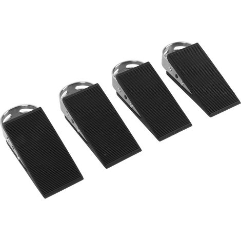 Lot de 4 butées de porte antidérapantes en caoutchouc et acier inoxydable, robustes, pour le bas de porte, adaptées à la maison, au dortoir, au bureau et à tous types de sols. (1/5)