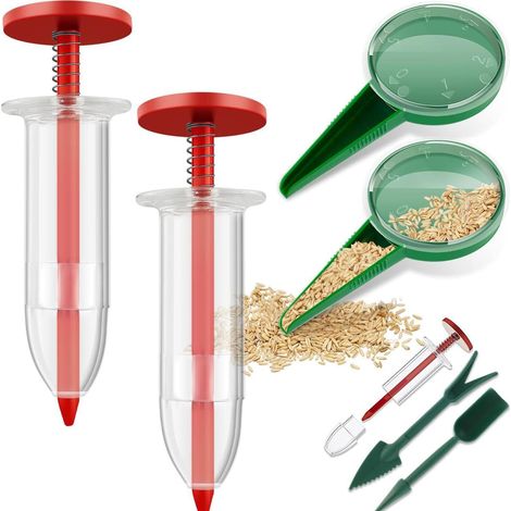 Mini distributore universale per semi da 6 pezzi, mini distributore per semi, piccolo strumento manuale per la semina, distributore portatile per semi piccoli, bianco, verde, rosso