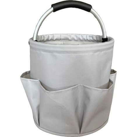 Panier de Rangement Pliable à Six Compartiments - Panier de Bain - Doublure Imperméable - 28 x 28 cm - Gris (1/5)