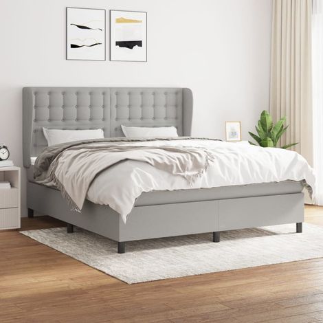 Sommier à lattes de lit avec matelas Gris clair 180x200cm Tissu (1/5)