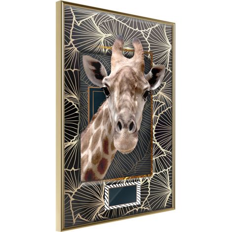 Affiche Murale Encadrée "Giraffe in the Frame" 40 x 60 cm Or (1/2)