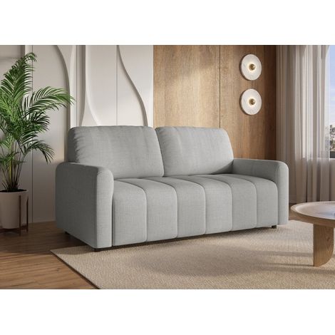 Canapé convertible express 3 places en tissu gris ISANDRO (1/5)