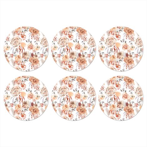 SOTTOBICCHIERI Set di 6Fiori - Boemia - Motivo 10x10 cm (1/5)