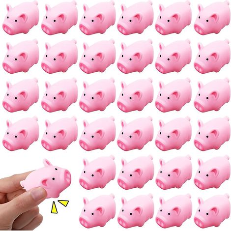 Lot de 50 Jouets de Bain Cochon en Caoutchouc Rose, Mini Figurines Flottantes qui Couinent, Idéal Baby Shower, Fête d'Halloween, Noël, Anniversaire (1/5)