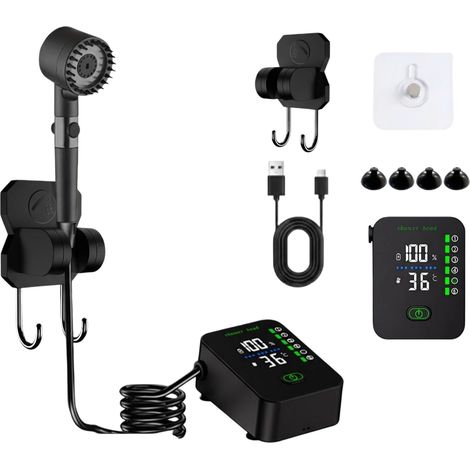 Douche Camping Portable 8000mAh, IPX8, Douche Camping -6 Modes de Pression d'eau Réglable/Affichage de la Température, RechargeableDouchette Camping (1/5)